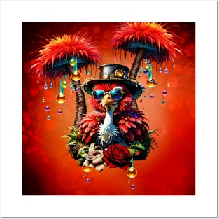 Stunning colorful  steampunk ostrich. Posters and Art